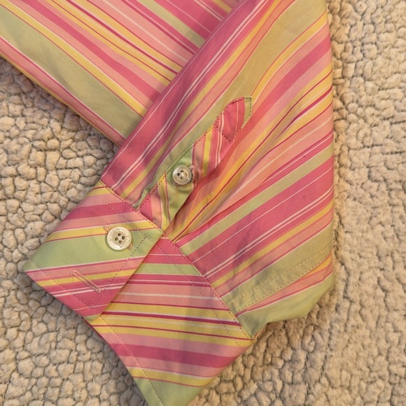 Sale LILY PULITZER WHITE LABEL PINK MULTI COLOR BUTTON DOWN LIKE NEW - Picture 11 of 14